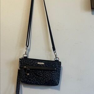 Baggallini Black and Gray Leopard Crossbody Bag
